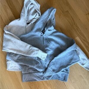 Charlotte Russe Dark Gray and Light Gray Hooded Sweaters